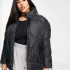 Outerwear * | Wednesday'S Girl Curve Oversized Quilted Jacket For Women Black