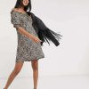 Dresses * | Wednesday'S Girl Mini Dress With Puff Sleeves In Leopard Print For Women Brown Leopard