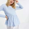 Tops * | Wednesday'S Girl Maternity Relaxed Smock Top With Peplum Hem In Smudge Spot For Women Blue Smudge Spot