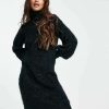 Dresses * | Wednesday'S Girl Midi Jumper Dress In Chunky Knit For Women Dark Green