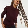 Knitwear & Sweats * | Wednesday'S Girl High Neck Jumper With Pockets For Women Burgundy