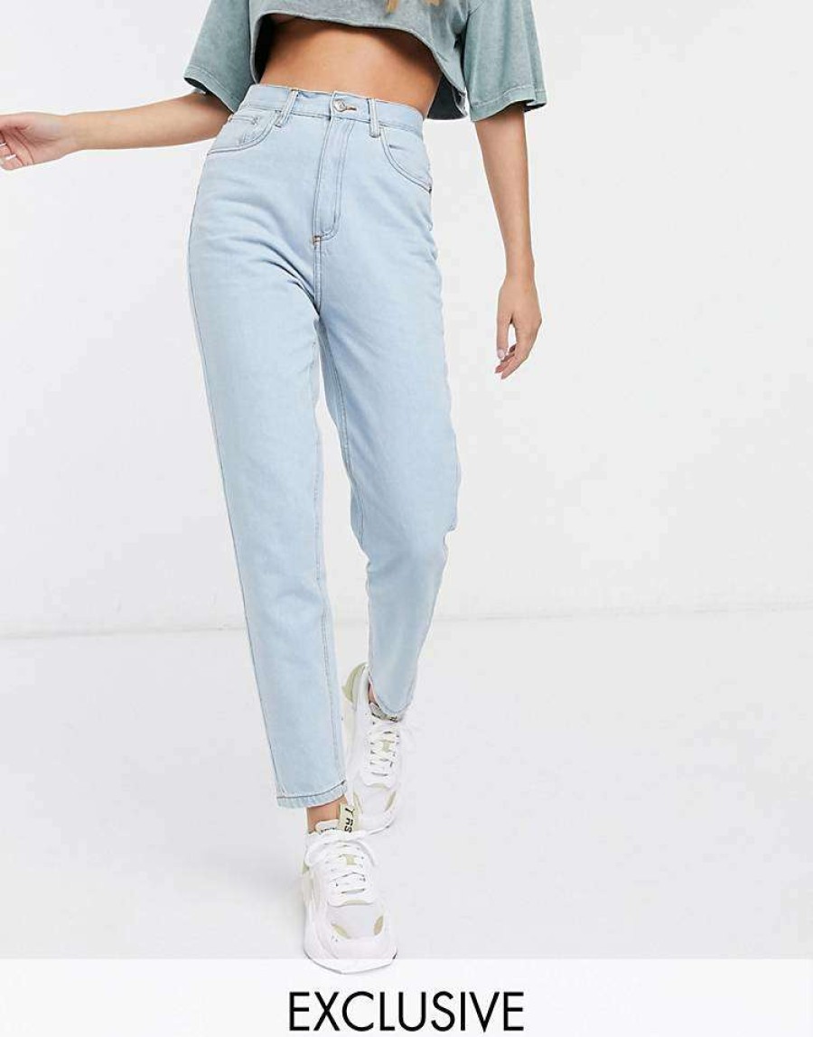 Jeans & Trousers * | Wednesday'S Girl High Waist Straight Leg Jeans In Light Wash For Women Light Wash Blue