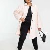 Outerwear * | Wednesday'S Girl Curve Tailored Coat In Pastel For Women Light Pink