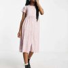 Dresses * | Wednesday'S Girl Midi Smock Dress In Smudge Spot Print For Women Splater Dusty Rose