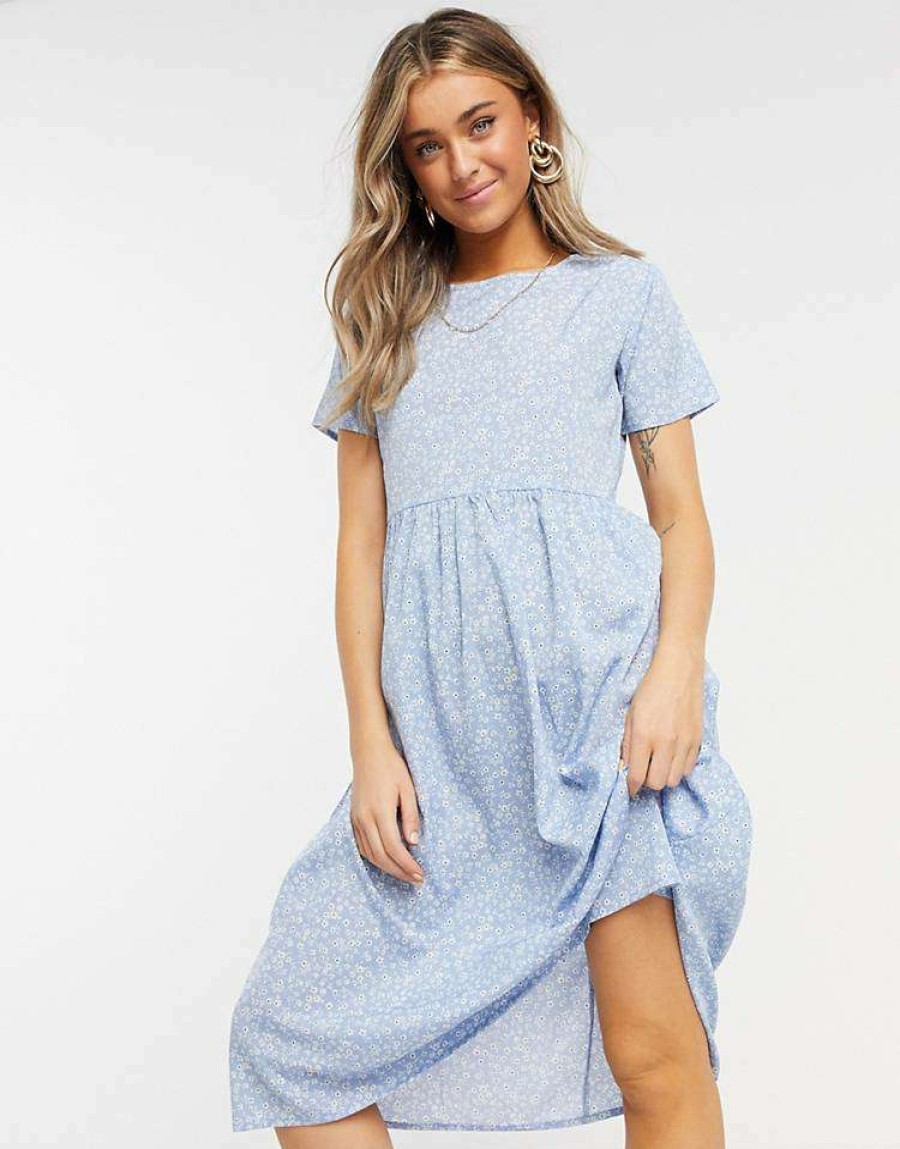 Dresses * | Wednesday'S Girl Midi Smock Dress In Ditsy Pastel Floral For Women Lilac