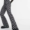 Jeans & Trousers * | Wednesday'S Girl Flared Trousers In Polka Dot For Women Black White Polka