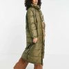 Outerwear * | Wednesday'S Girl Curve Oversized Longline Padded Jacket For Women Khaki