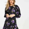 Dresses * | Wednesday'S Girl Mini Shift Dress In For Women Purple Floral