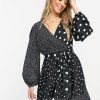 Dresses * | Wednesday'S Girl Mini Wrap Tea Dress In Print For Women Mix Spot