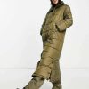 Outerwear * | Wednesday'S Girl Oversized Longline Padded Jacket For Women Khaki