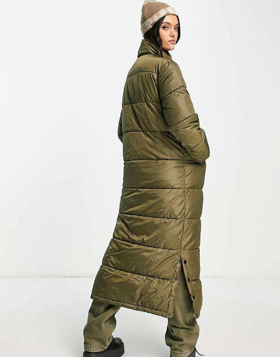 Outerwear * | Wednesday'S Girl Oversized Longline Padded Jacket For Women Khaki