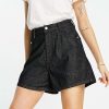 Shorts * | Wednesday'S Girl High Waist Mom Shorts In Black Wash Denim For Women Black Denim