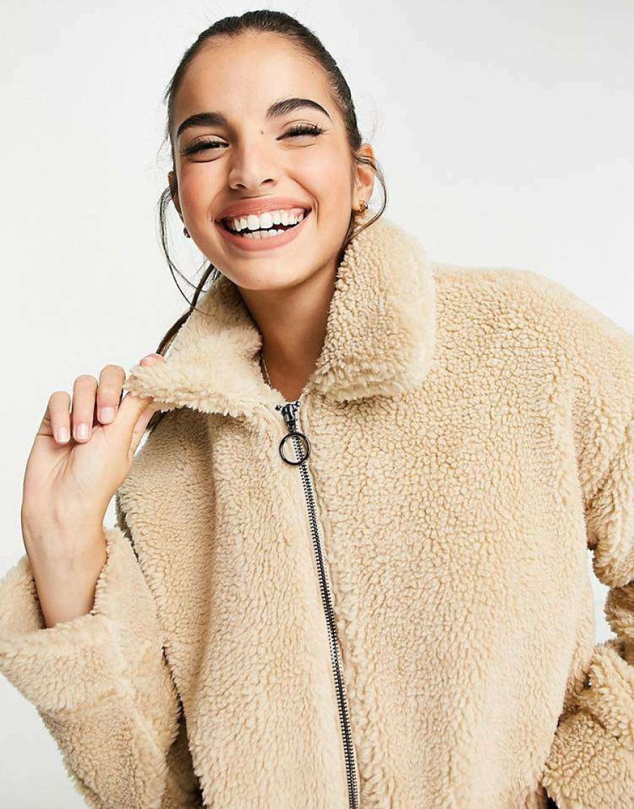 Outerwear * | Wednesday'S Girl Teddy Coat For Women Beige