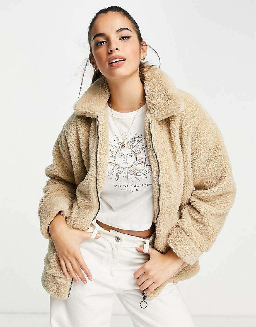 Outerwear * | Wednesday'S Girl Teddy Coat For Women Beige