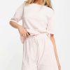 Underwear & Nightwear * | Wednesday'S Girl T-Shirt And Shorts Pyjama Set In Soft Pink Waffle For Women Light Pink Waffle