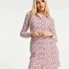 Dresses * | Wednesday'S Girl Long Sleeve Bodycon Shirt Dress In Floral For Women Red Ditsy