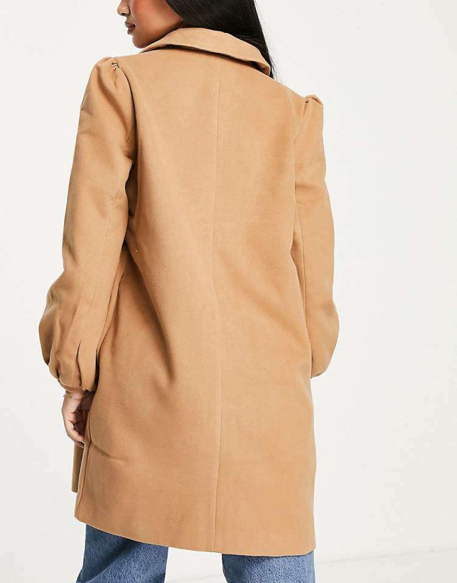 Outerwear * | Wednesday'S Girl Maternity Tailored Coat In For Women Camel