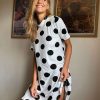 Dresses * | Wednesday'S Girl Mini T-Shirt Dress In Polka Dot For Women White Black Polka