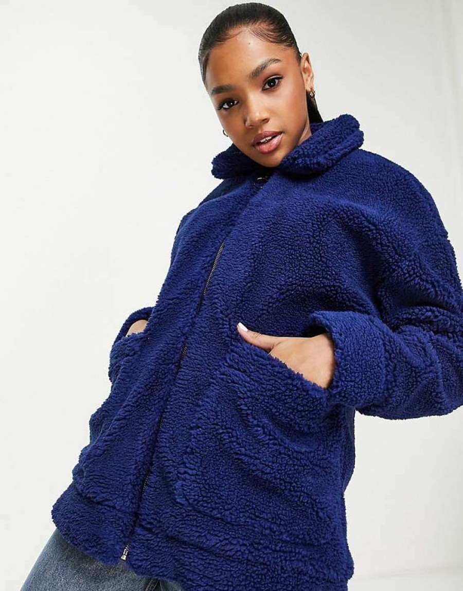 Outerwear * | Wednesday'S Girl Teddy Coat In For Women Navy