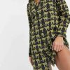 Underwear & Nightwear * | Wednesday'S Girl Relaxed Pyjama Night Dress In Tiger Print For Women Black Tiger