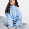 Knitwear & Sweats * | Wednesday'S Girl Ultimate Relaxed Jumper With High Neck For Women Light Blue