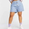 Shorts * | Wednesday'S Girl Curve High Waist Mom Shorts In For Women Light Wash Denim