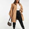 Outerwear * | Wednesday'S Girl Curve Tailored Coat For Women Camel