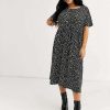 Dresses * | Wednesday'S Girl Curve Midi Smock Dress In Smudge Spot Print For Women Black