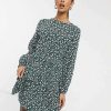 Dresses * | Wednesday'S Girl Long Sleeve Smock Dress In Vintage Floral For Women Dark Green