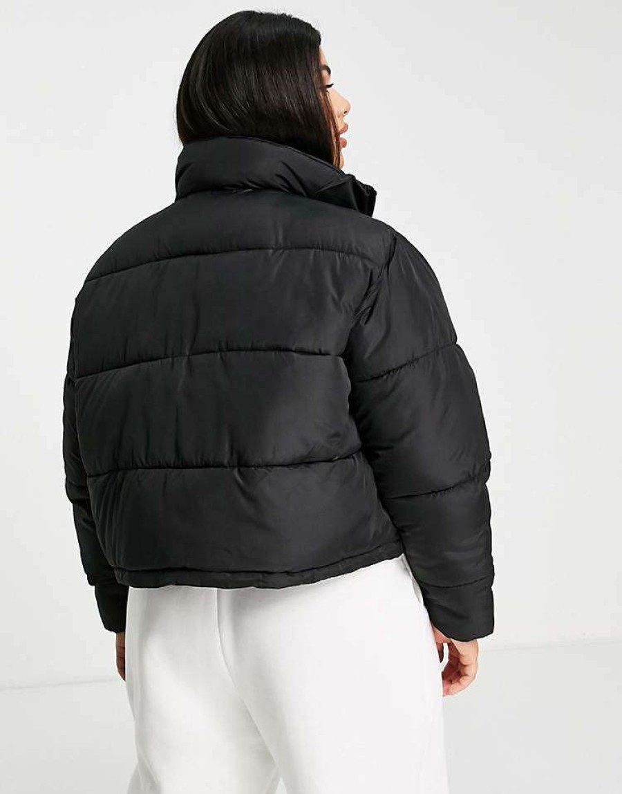 Outerwear * | Wednesday'S Girl Curve Cropped Padded Jacket In For Women Black