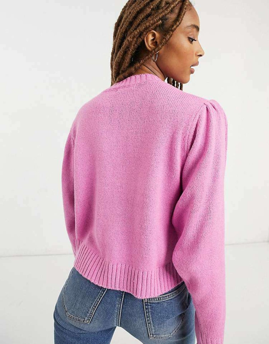 Knitwear & Sweats * | Wednesday'S Girl Relaxed Jumper In Textured Knit For Women Pink