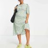 Dresses * | Wednesday'S Girl Curve Midi Shift Dress In For Women Blue Yellow Floral