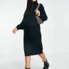 Dresses * | Wednesday'S Girl Maternity Midi Jumper Dress In Chunky Knit For Women Dark Green