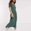 Dresses * | Wednesday'S Girl Midi Smock Dress In Smudge Spot Print For Women Forest Green