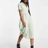 Dresses * | Wednesday'S Girl Midi Tea Shirt Dress In For Women Sage Spot