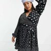 Dresses * | Wednesday'S Girl Curve Mini Wrap Tea Dress In Print For Women Mix Spot