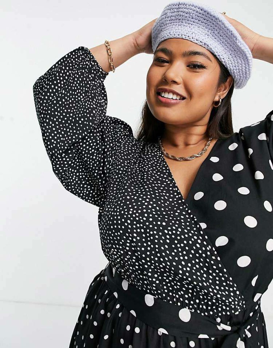 Dresses * | Wednesday'S Girl Curve Mini Wrap Tea Dress In Print For Women Mix Spot