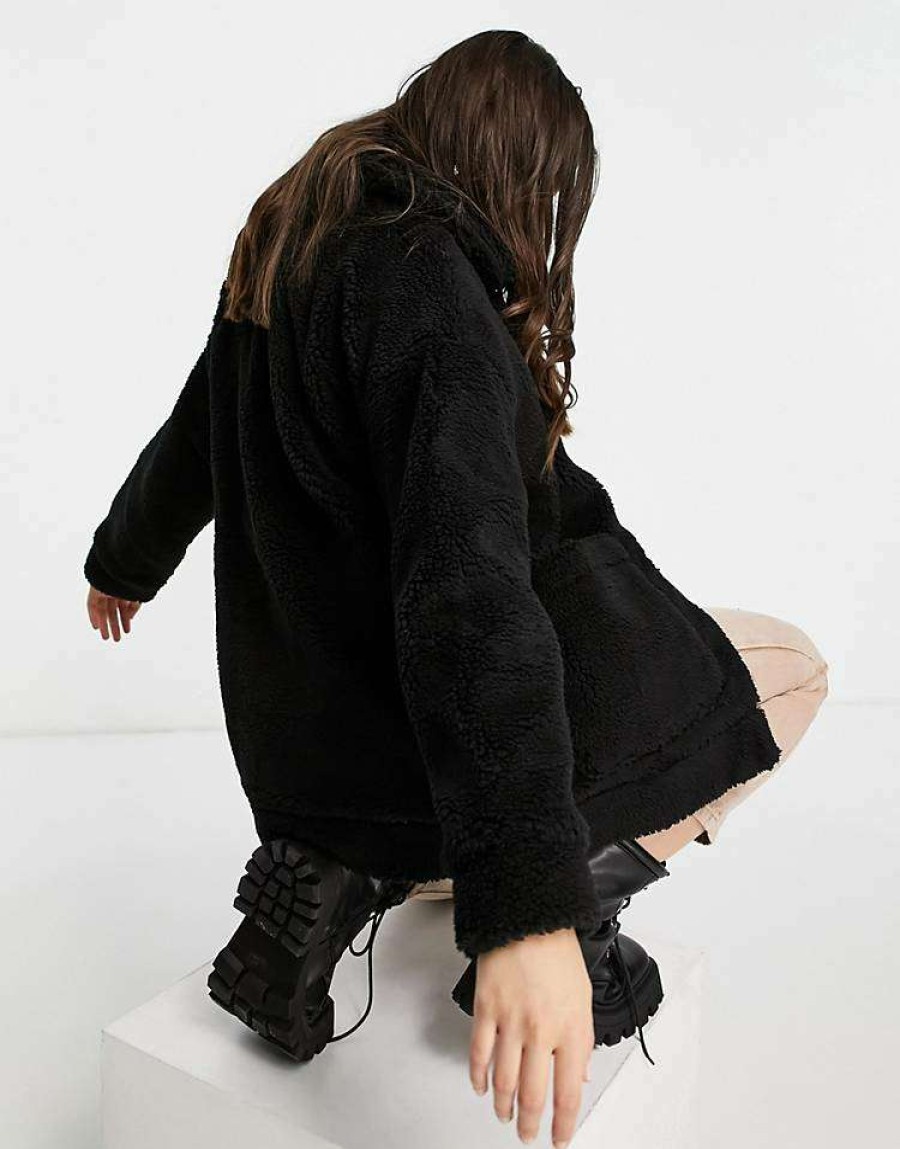 Outerwear * | Wednesday'S Girl Teddy Coat For Women Black