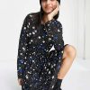 Dresses * | Wednesday'S Girl Long Sleeve Midi Smock Dress In For Women Star Print