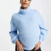 Knitwear & Sweats * | Wednesday'S Girl Maternity Ultimate Relaxed Jumper With Roll Neck For Women Light Blue