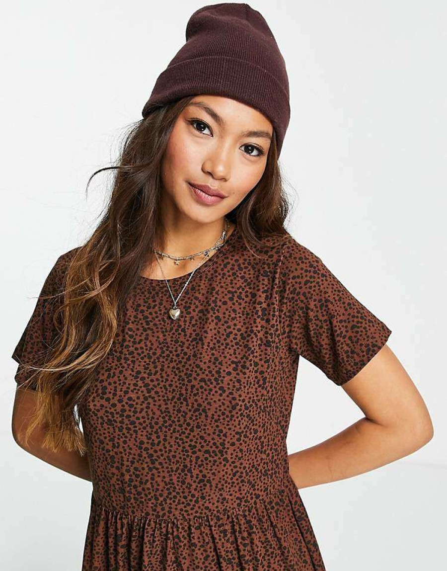 Dresses * | Wednesday'S Girl Midi Smock Dress In Smudge Spot Print For Women Chocolate