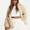 Outerwear * | Wednesday'S Girl Curve Teddy Coat For Women Beige