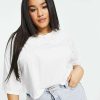 Tops * | Wednesday'S Girl Curve T-Shirt With Broderie Collar For Women White