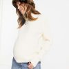 Knitwear & Sweats * | Wednesday'S Girl Maternity Ultimate Relaxed Jumper In Rib Knit For Women Cream