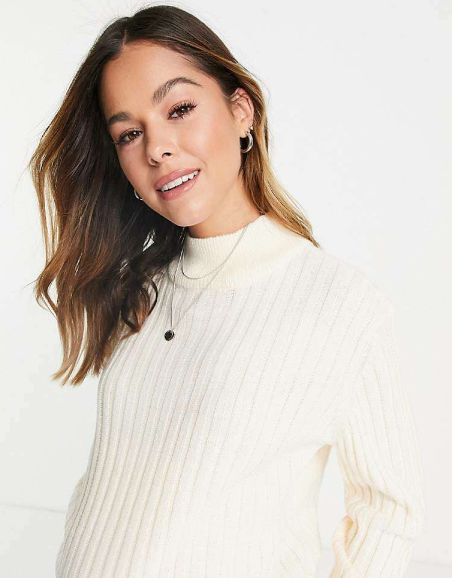 Knitwear & Sweats * | Wednesday'S Girl Maternity Ultimate Relaxed Jumper In Rib Knit For Women Cream