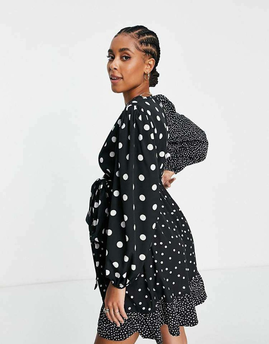 Dresses * | Wednesday'S Girl Maternity Mini Wrap Tea Dress In Print For Women Mix Spot