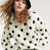 Knitwear & Sweats * | Wednesday'S Girl Jumper In Fluffy Spot Knit For Women Cream Black Spot