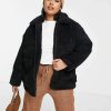 Outerwear * | Wednesday'S Girl Curve Teddy Coat For Women Black