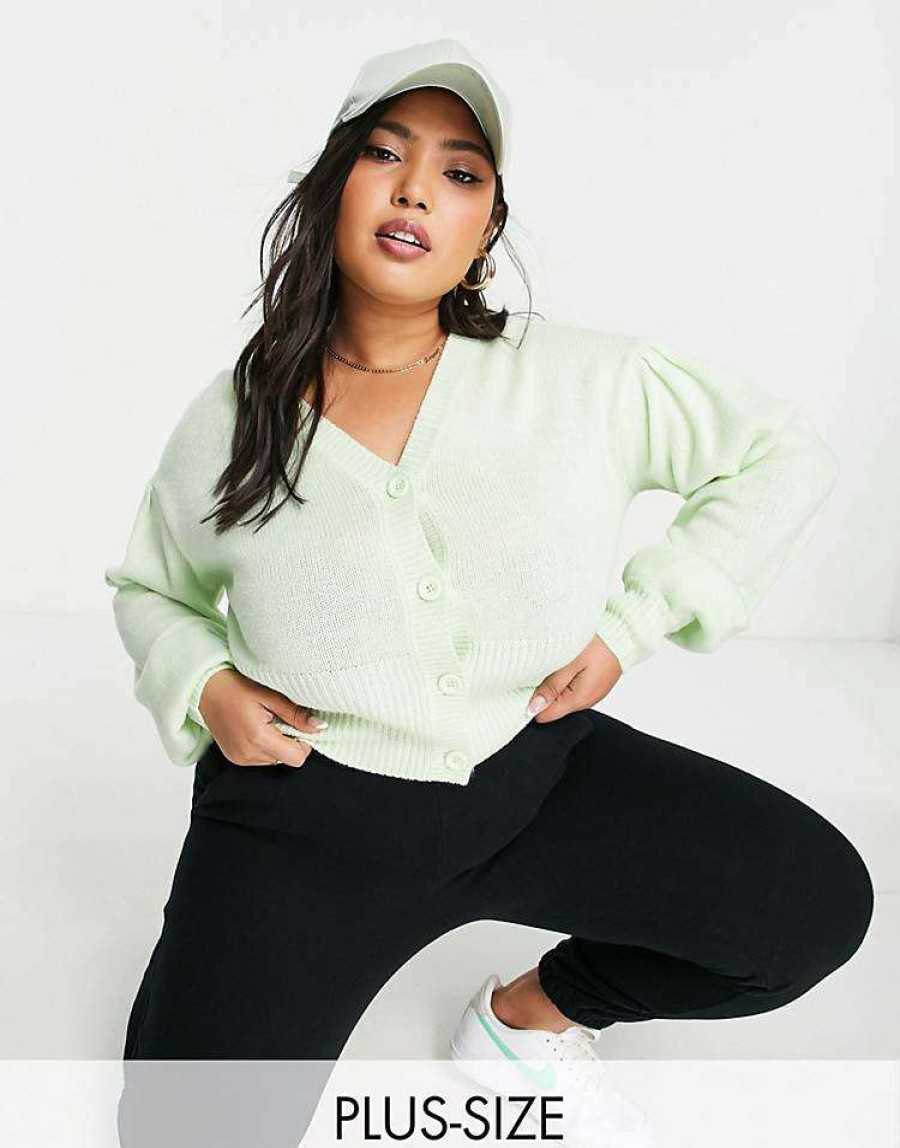 Knitwear & Sweats * | Wednesday'S Girl Curve Ultmate Cardigan In Pastel Knit For Women Mint