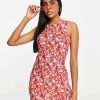 Dresses * | Wednesday'S Girl Backless Shift Dress In Retro For Women Pink Fruit